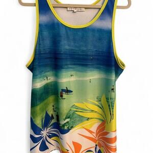 Parke & Ronen Tropical Mesh Surf Print Tank Top – Size XL